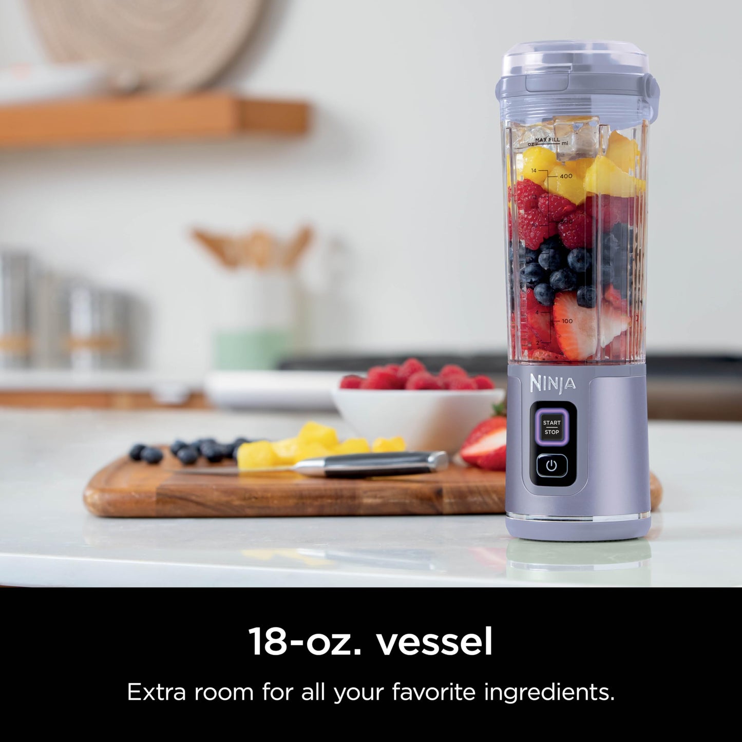 Ninja BC151BK Blast Portable Blender, Cordless, 18oz. Vessel, Personal Blender-for Shakes & Smoothies, BPA Free, Leakproof-Lid & Sip Spout, USB-C Rechargeable, Dishwasher Safe Parts, Black
