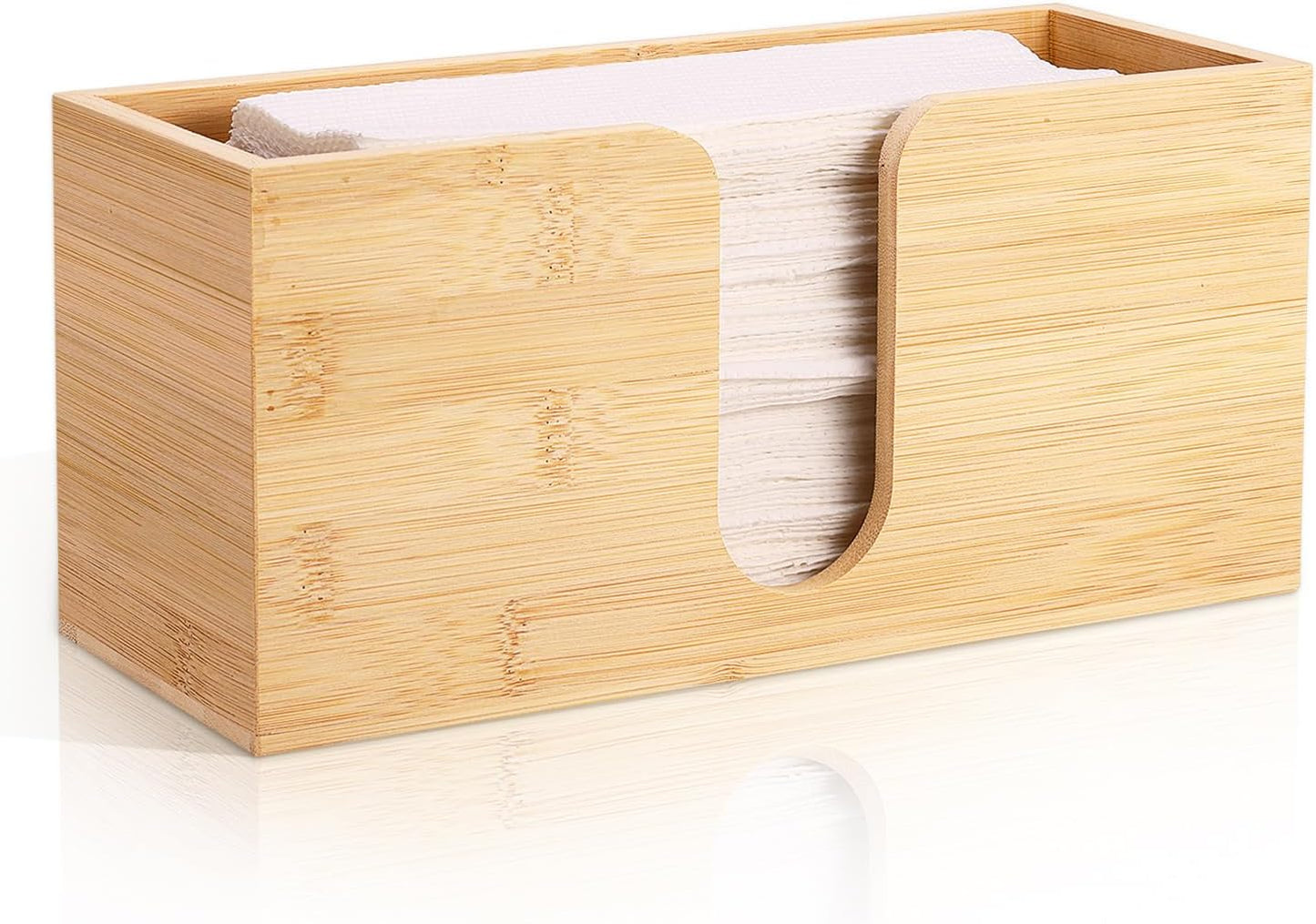 AFOROEOA Countertop 10.8'' 4'' 5'' Bamboo Paper Towel Dispenser Folded Paper Towel Holder Trifold Napkin Holder