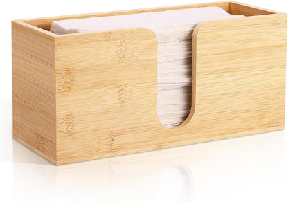 AFOROEOA Countertop 10.8'' 4'' 5'' Bamboo Paper Towel Dispenser Folded Paper Towel Holder Trifold Napkin Holder