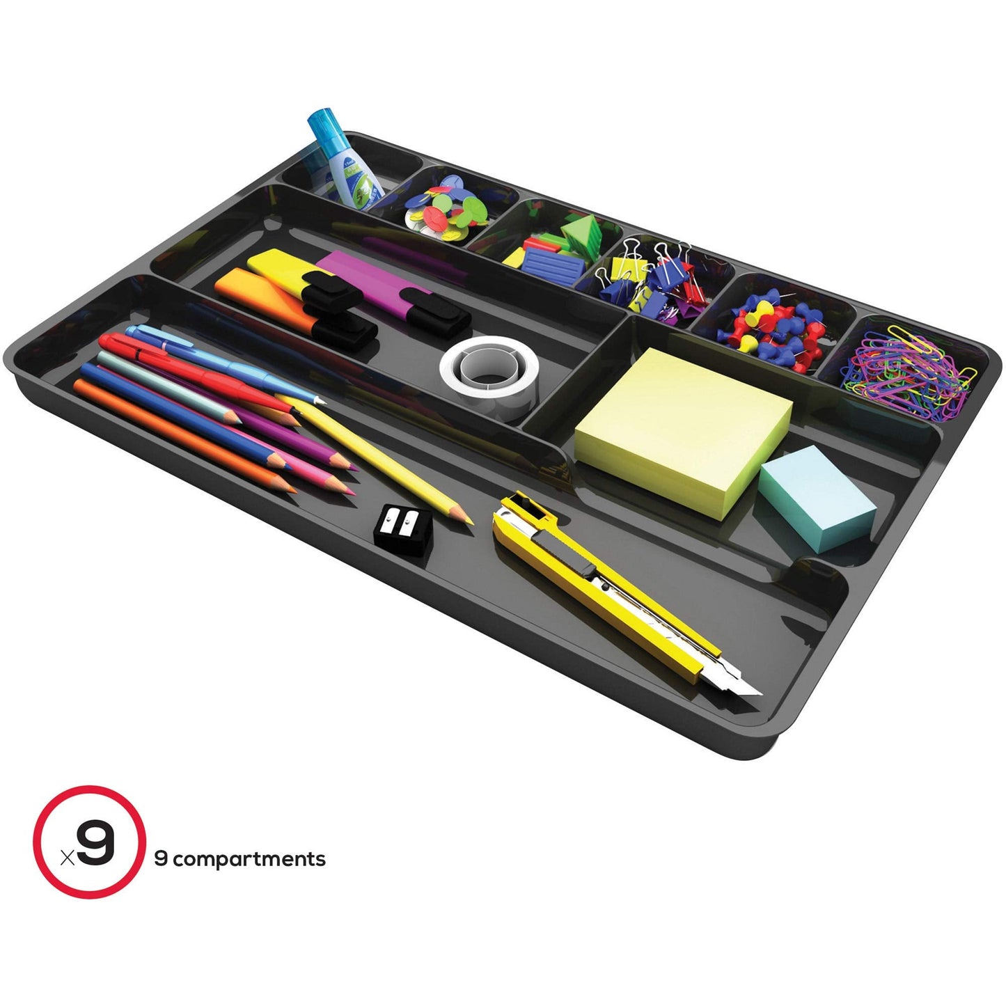 Deflecto 38104 Sustainable Office Desktop Organizer, 1" x 14" x 9", Black