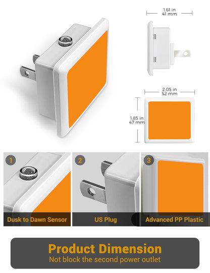 JandCase Night Lights Plug into Wall 2 Pack, Plug in Night Light with Dusk-to-Dawn Light Sensor, 3000K Soft White 0.3W, LED Nightlight for Bathroom, Adult, Hallway