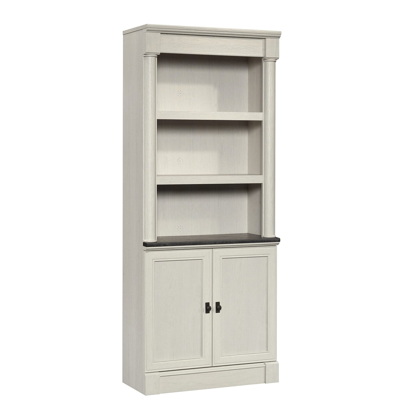 Sauder Palladia Book Shelf, Bookshelf with Storage, Library Bookcase with Doors and Adjustable Shelves, in Glacier Oak Finish