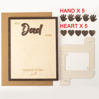 NELXI Best Dad Ever Handprint Gifts – Personalized Wooden Frame DIY Kit for Kids, Father’s Day Crafts, Custom Family Keepsake from Children, Unique Present for Dad, Grandpa, Rustic Home Decor