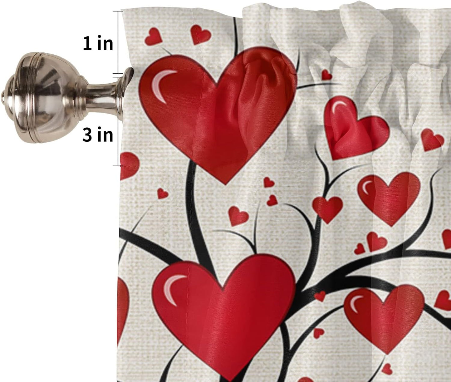 ALAGEO Valentines Day Valances for Windows, Gnomes Love Heart Valance Window Treatments for Kitchen Bathroom 54 x 18