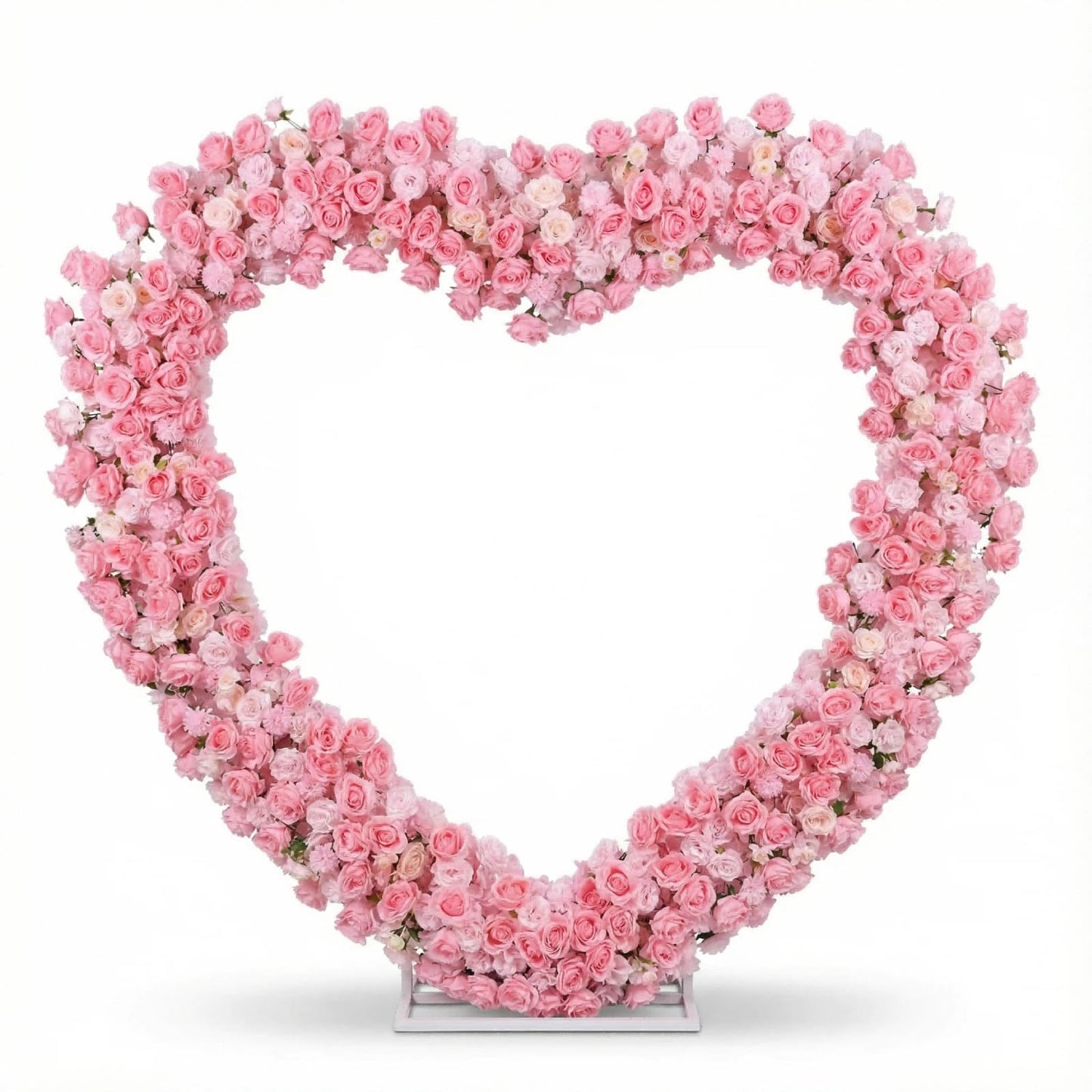 Giant Heart Shaped Flower Arch Backdrop - 6.6ft Tall Artificial Rose Flower Stand for Wedding, Engagement, Birthday Party Decor (Pink/Red/White, Full Bloom)