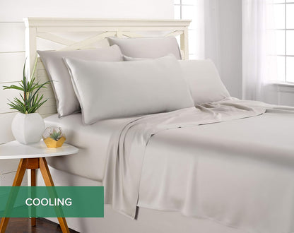 Pure Bamboo Twin Sheets - Luxuriously Soft 100% Organic Viscose Bed Sheet Set | Silver Pearl Color