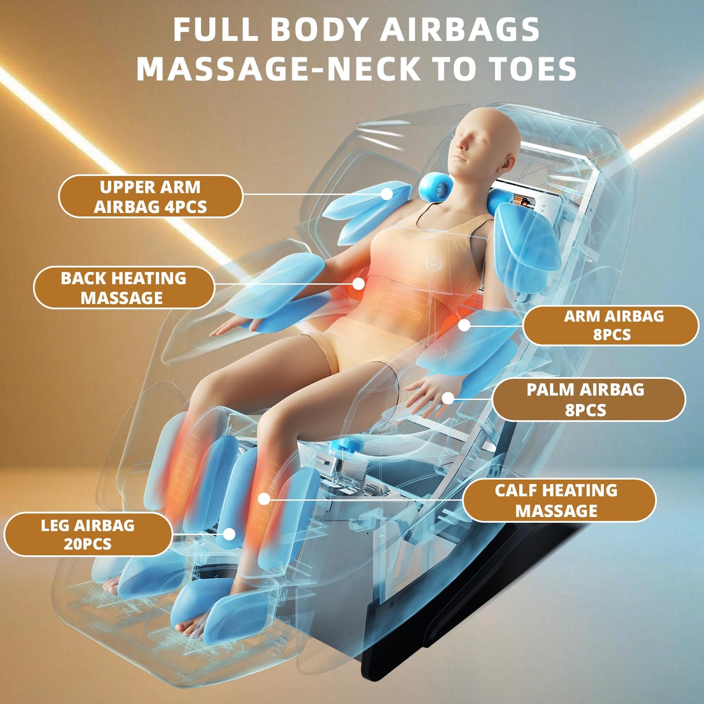 HealthRelife 4D Massage Chair Full Body Zero Gravity Recliner - 55“ SL-Track,15 Auto Modes,11 Massage Technique,40 Airbags Massage,with Yoga Stretch,APP Control,Shiatsu Foot Massage(Coffee)