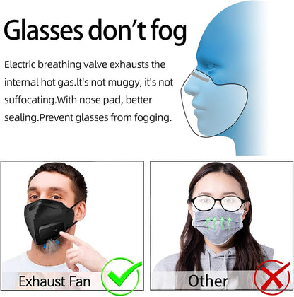 Bwinmak Fashion Wearable Air Purifier USB Exhaust Fan for Masks, Cooking, Training, Outdoor Sports - Black