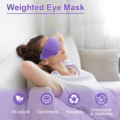 Weighted Eye Mask for Sleeping, Soft Heated Eye Mask, Moist Heat Warm Compress for Eyes, Natural Lavender & Flaxseeds Microwave Reusable Sleep Mask, Must Haves for Women Spa, Home, Office