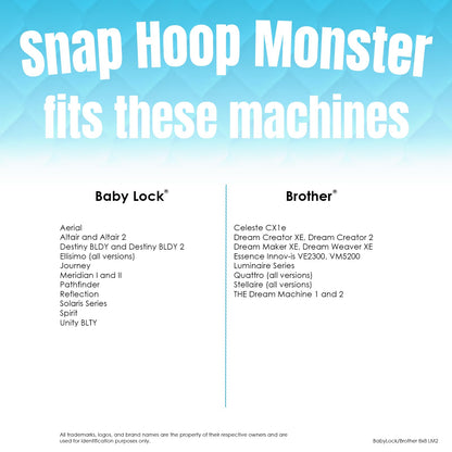 Snap Hoop Monster for Baby Lock/Brother (8" x 8") Magnetic Embroidery Hoop for Machine Embroidery