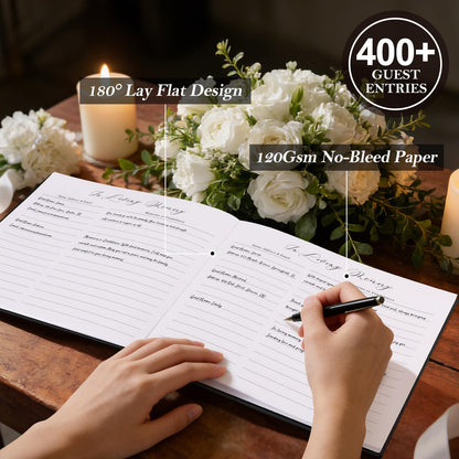 Lanpn Funeral Guest Book for Memorial Service, 100 Pages Celebration of Life Sign in Books for Guests, Funeral Favors Registry Book with Memory Table Sign, Black, Leather Cover