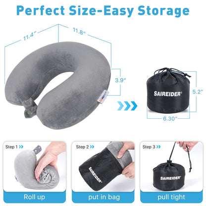 SAIREIDER Neck Pillows for Travel-Head Neck Support Travel Pillow for Traveling, Car, Home, Office Adjustable(Navy Blue)