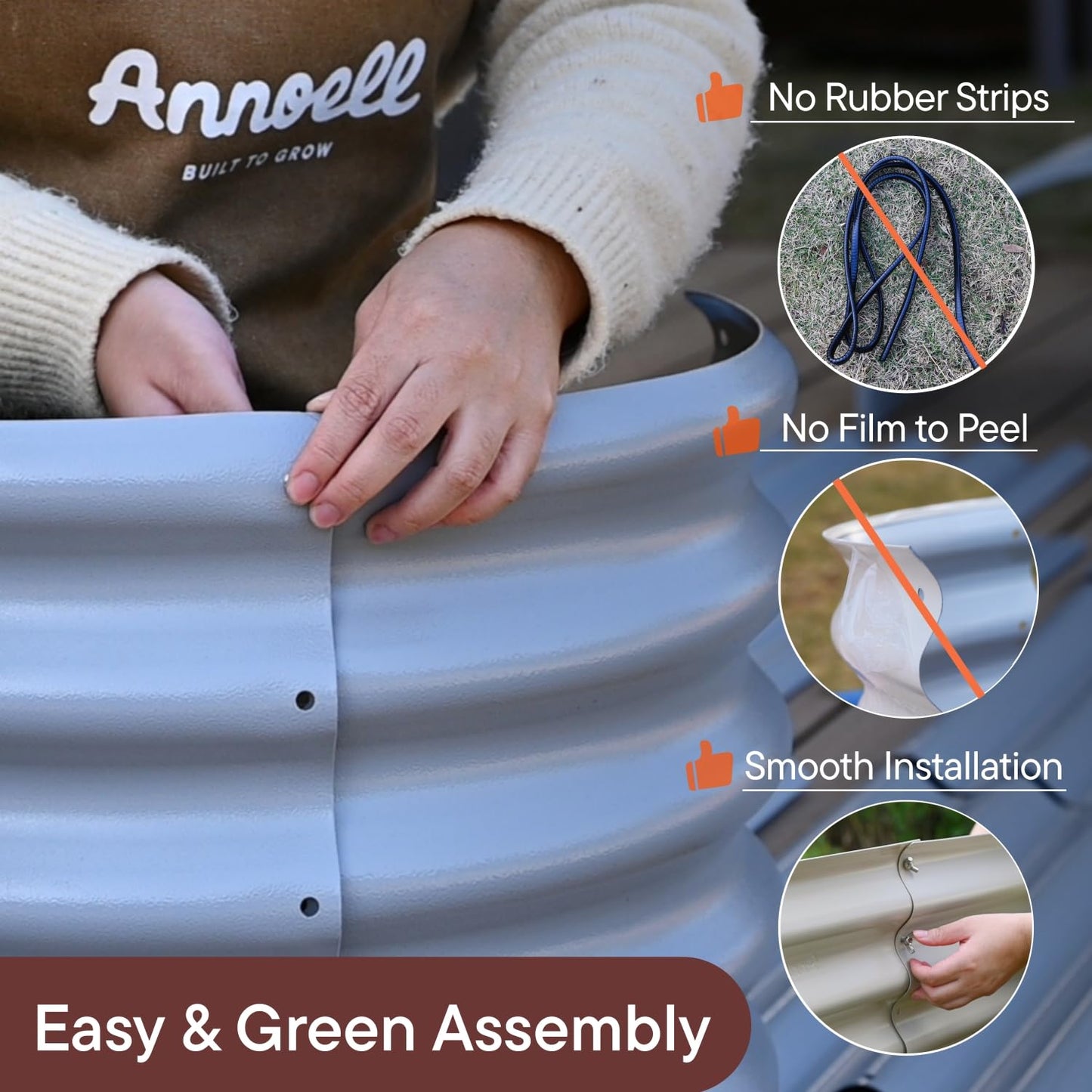 Annoell 30" Extra Tall Galvanized Raised Garden Bed, 8x2x2.5 ft Metal Planters for Outdoor Plants, Heavy Duty Flower Bed Deep Root for Vegetable, Garden Bed Outdoor Large Planter Box - Sand Beige