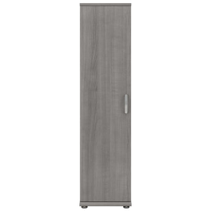 Bush Business Furniture Universal Narrow Linen Tower with Door and Shelves in Platinum Gray