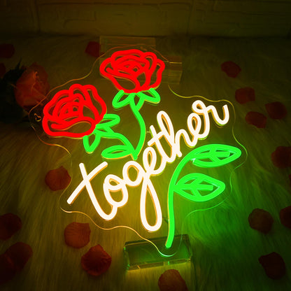 Looklight Better Together Neon Sign,Neon Light for Wall Decor,Wedding Neon Sign,Warm White Led Neon Light USB Letters Neon Signs Led Signs for Wedding,Engagement Party,Birthday