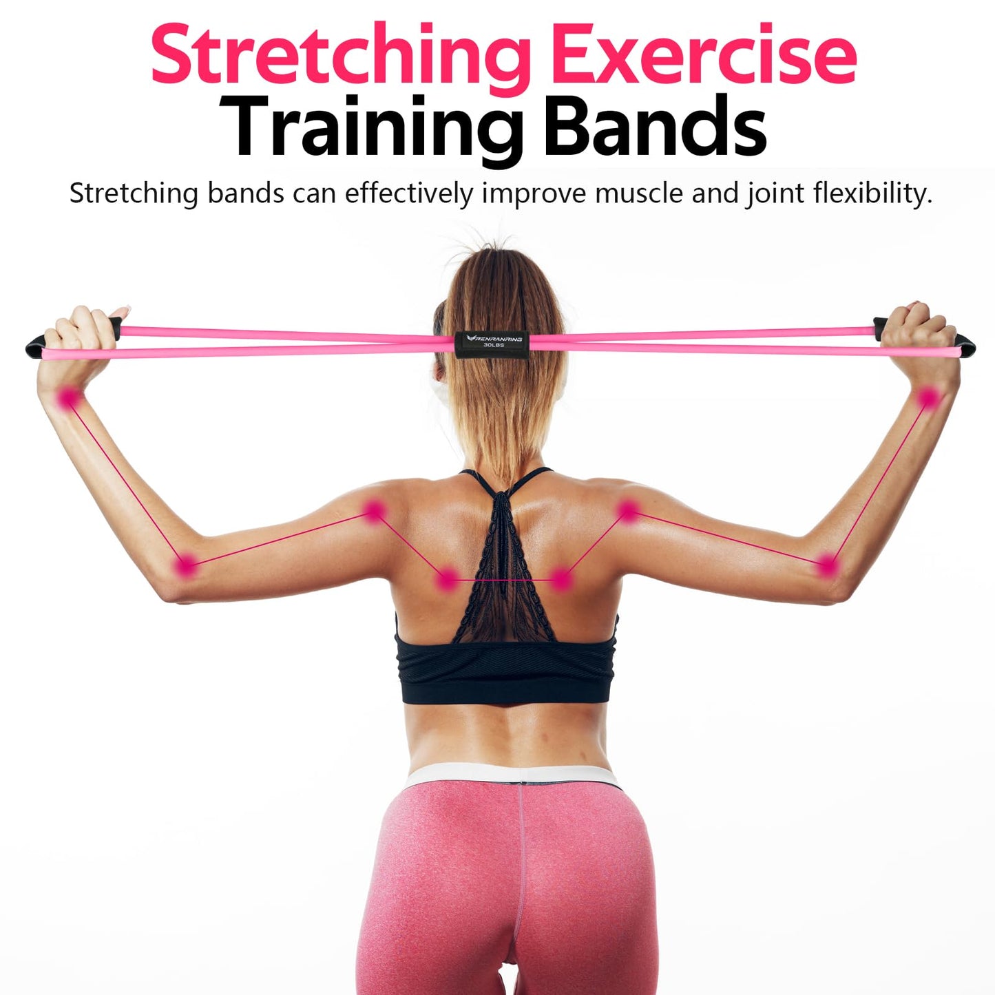 RENRANRING Figure 8 Fitness Resistance Bands with Handles - Exercise Tube Band Set of 3 for Arm and Shoulder Stretch, Rope 8 Word Elastic for Women and Men