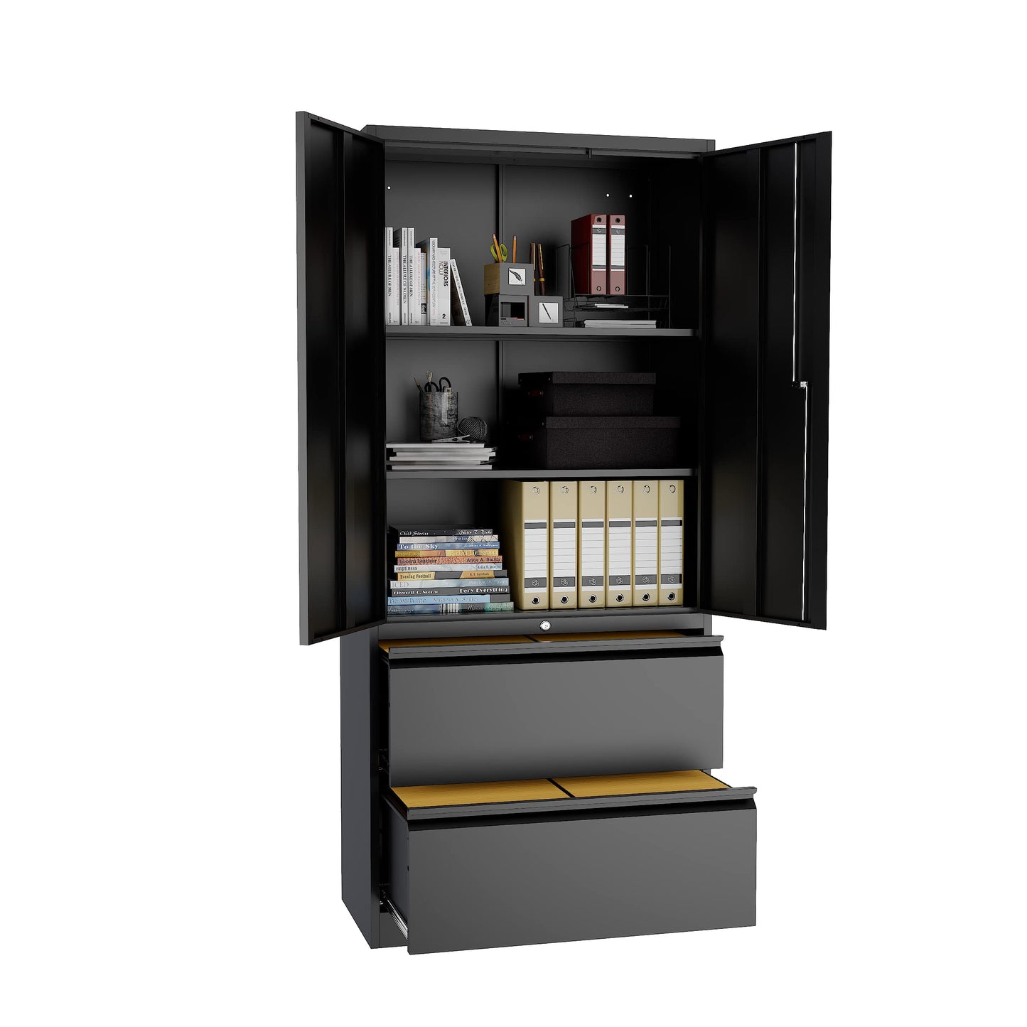 Fesbos Metal Cabinets with Lockable Drawers and Doors Lateral File Cabinets Steel Filing Lockers Book Case for Home Office Hanging Files Letter/Legal/F4/A4 Size