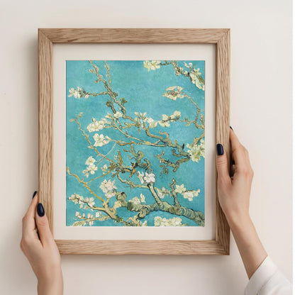 FUHYGU Diamond Painting Kit 9.8x11.8 Inches – Almond Blossom Inspired Painting, DIY Full Drill Diamond Art Kit for Adults, Classic Art Floral Wall Decor