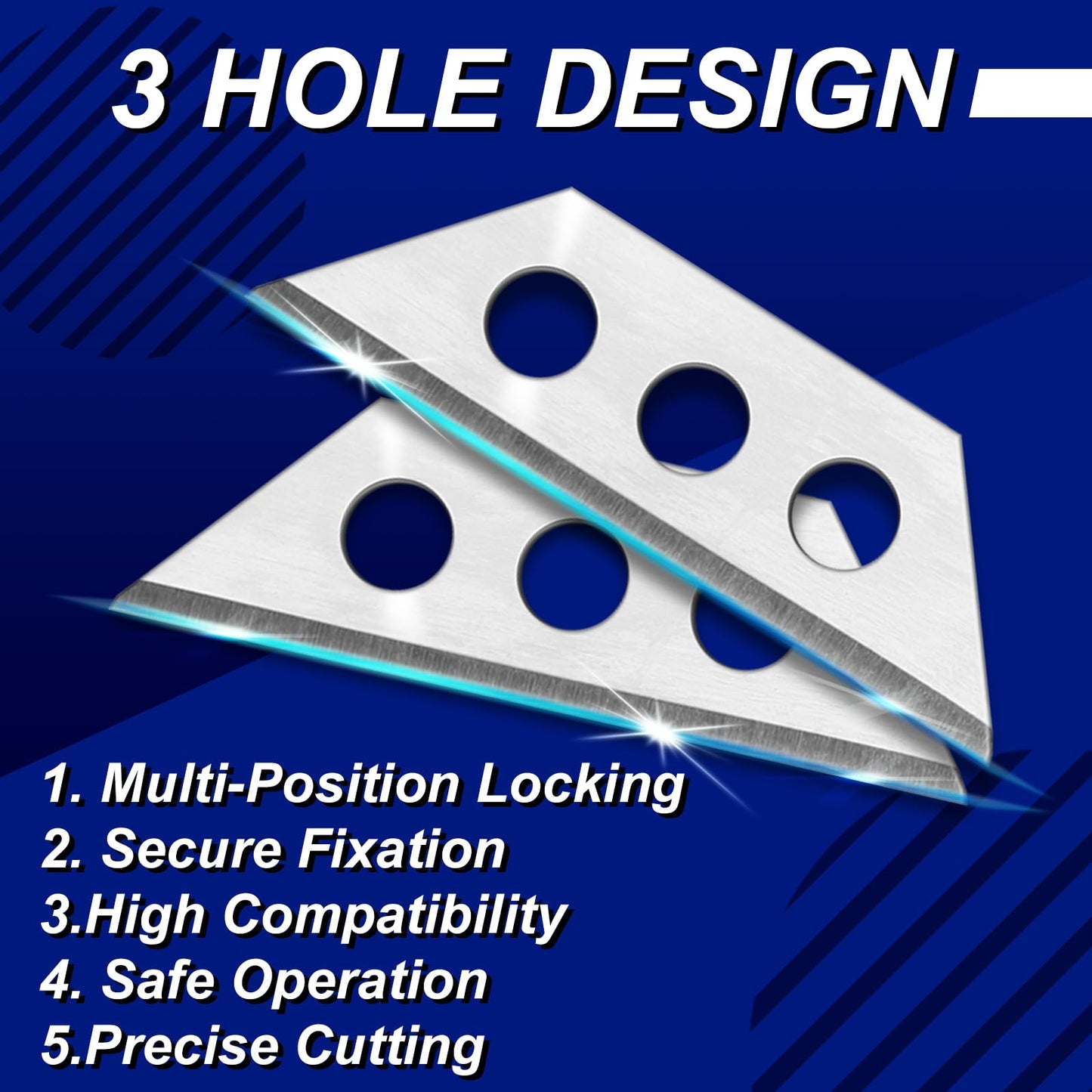 Lothee 50 Pack Mini Utility Knife Blades Compatible with #96 and 12116 and 12126, Carbon Steel Replacement Cutter 3-position Blade Lock for Box Cutters Utility Knives Crafting Tools