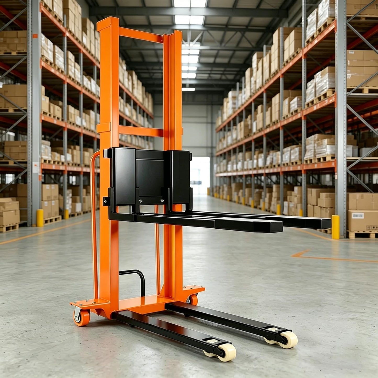 1100 Lbs Electric Manual Pallet Stacker, 63" Lift Height 1500W Powered Walkie Stacker with 48V 10Ah Battery, Manual Hand Forklift Pallet Truck for Warehouse, Logistics, Workshop