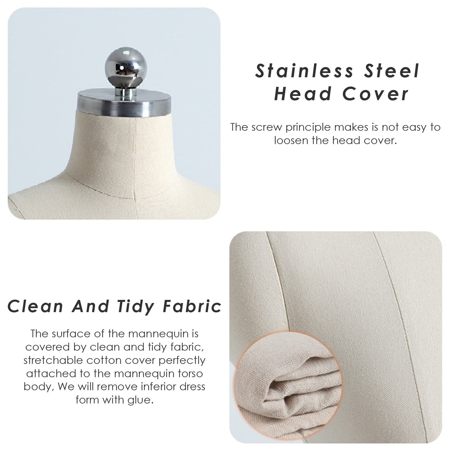 XYIANG Off White Pinnable Sewing Mannequin Dressmakers Dress Upgraded School Workshop Dressmaker Dummy Adjustable Premium Manikin,Style2-M (Style2 S)
