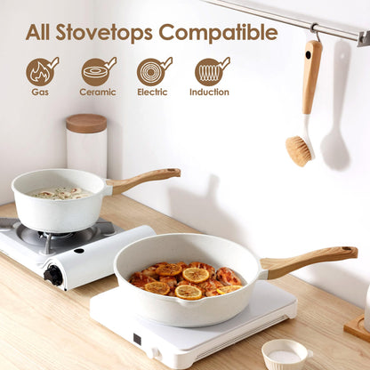 SENSARTE Nonstick Ceramic Cookware Set, 13-Piece Non-toxic Pots and Pans Set, Healthy Kitchen Cooking Set with Stay-Cool Handles, Silicone Tools and Pot Protectors, PFAS Free