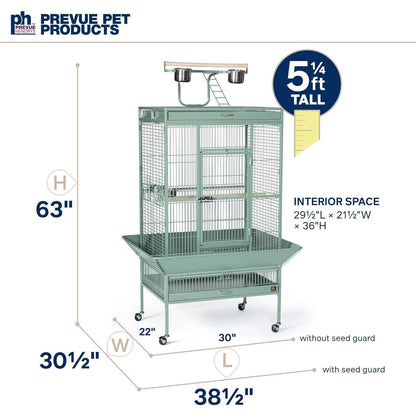 HomeStock Suburban Sophistication Playtop Bird Home with Spacious Design, Durable Materials, Removable Perches Medium/Sage Green