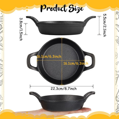 Mini Skillets Cast Iron Pan, 6.34 x 6.34 x 1.5 Inch, Black Small Casserole Dish, Oven Safe Mini Skillets (1 Pack)