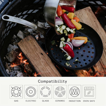 Made In Cookware | 12" Seasoned Carbon Steel Grill Frying Pan - (Like Cast Iron, but Better) | Professional Cookware | Crafted in Sweden