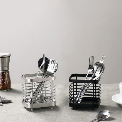 Stainless Steel Kitchen Utensil Holder, Countertop Drying Caddy, Rust-Proof Cutlery Drainer for Kitchen Utensils