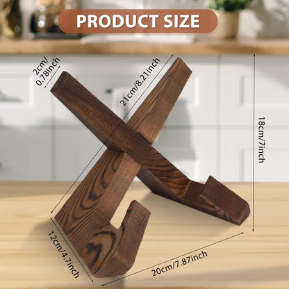 Wooden Cookbook Display Stand Holder, Adjustable and Foldable Rustic Wood Design for Kitchen Countertops and Recipes