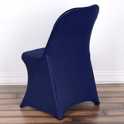 5 Efavormart PCS Navy Premium Spandex Stretch Folding Chair Cover, Fitted Folding Chair Cover