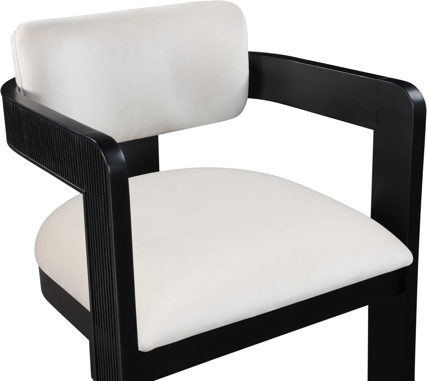 Meridian Furniture 11095Cream-C Sacha Collection Art Deco Dining Chair, Ultra Luxe Cream Velvet, 460 GSM Velvet, Solid Fluted Wood Black Finish, 22.5" W x 22" D x 31" H, Cream, Set of 2