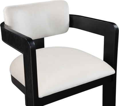 Meridian Furniture 11095Cream-C Sacha Collection Art Deco Dining Chair, Ultra Luxe Cream Velvet, 460 GSM Velvet, Solid Fluted Wood Black Finish, 22.5" W x 22" D x 31" H, Cream, Set of 2