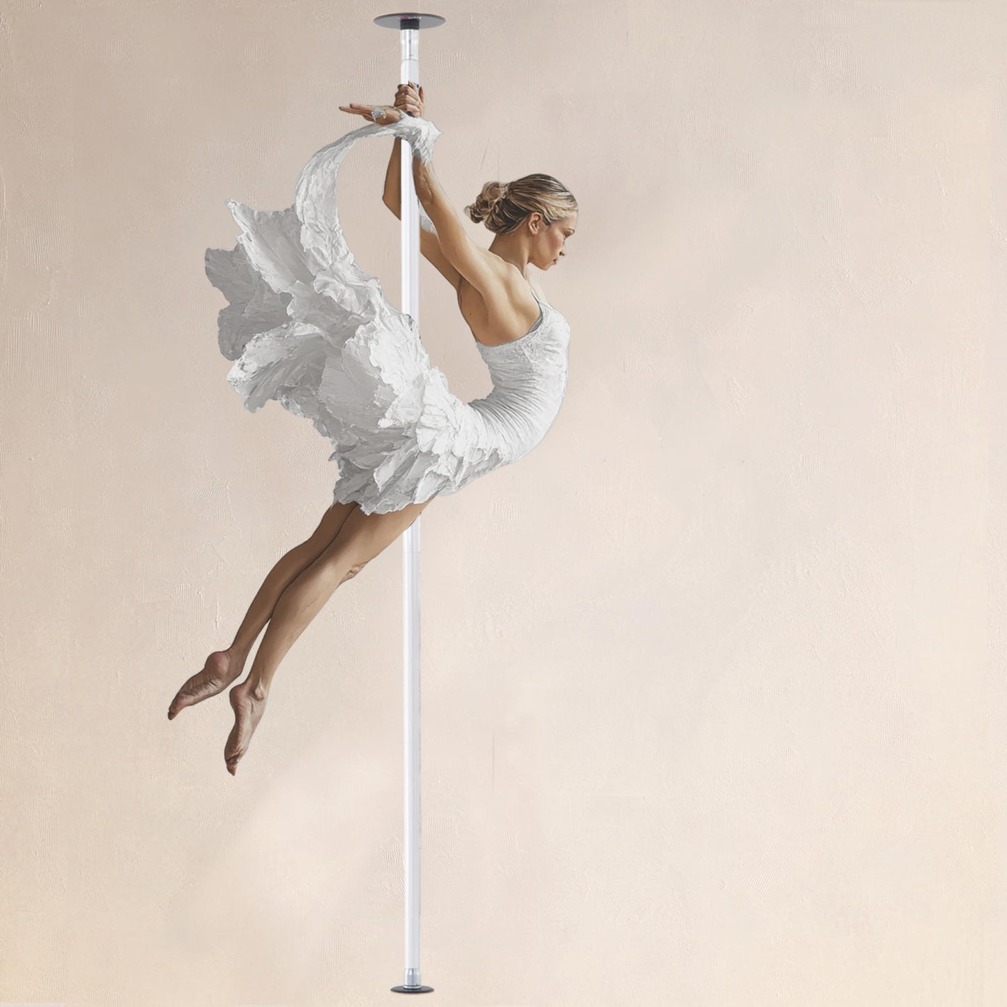 LUPIT POLE Classic G2 Standard Lock - Portable Dance Pole for Home - Spinning & Static Mode - Professional Dancing Pole for Apartment, Club & More - Easy Installation - No Drilling (White, 45 mm)