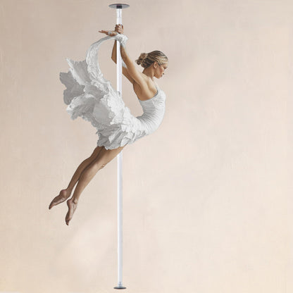 LUPIT POLE Classic G2 Standard Lock - Portable Dance Pole for Home - Spinning & Static Mode - Professional Dancing Pole for Apartment, Club & More - Easy Installation - No Drilling (White, 45 mm)