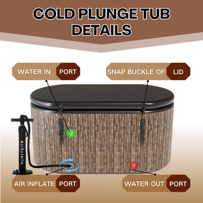 Cold Plunge Tub, Inflatable Ice Bath Tub, 216 - Gallon Large Bath Tubs for Cold Plunge, Durable, Portable & Compatible with Water Chiller for Recovery, Gyms and Cold - Water Training (Brown)