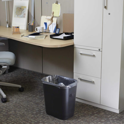 Rubbermaid Commercial Products FG295500BLA Rubbermaid Commercial 295500BK Deskside Plastic Wastebasket, Rectangular, 3 1/2 gal, Black