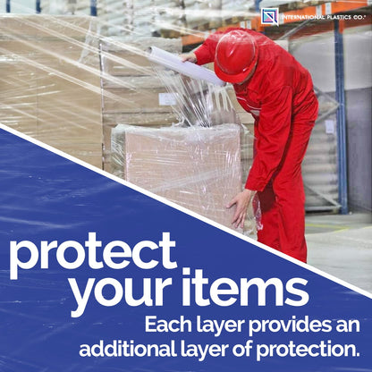 International Plastics Co. 80 Gauge 18" 1200ft Plastic Stretch Film/Wrap 500% Stretch Clear Cling Durable Adhering Packing Moving Packaging Heavy Duty Shrink Film
