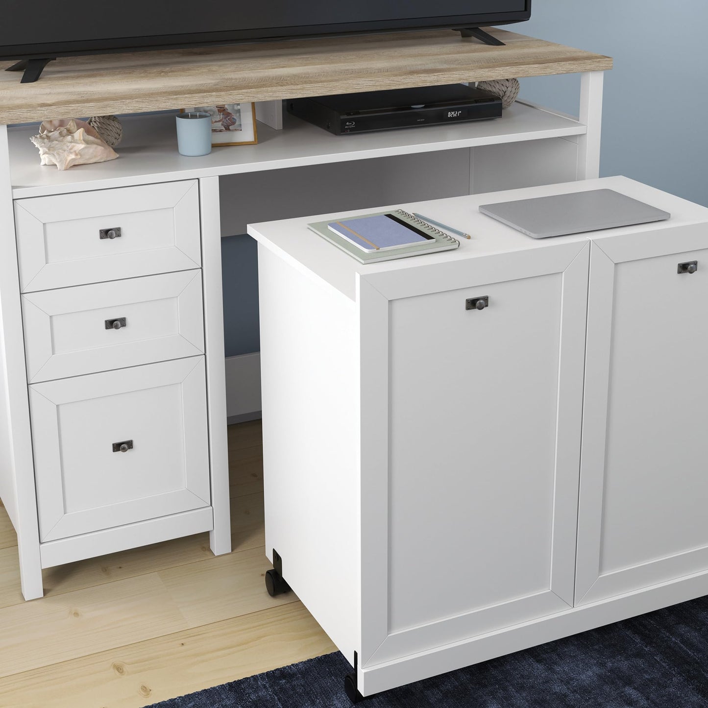 Sauder Cottage Road Credenza Desk, White Finish