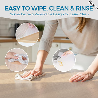 Hersvin Shelf Liners, 22in x 20ft Kitchen Drawer Mats, Non-Adhesive EVA Cupboard Protector, Cabinet Lining, Refrigerator Liner (Clear Dot, 56x610cm)