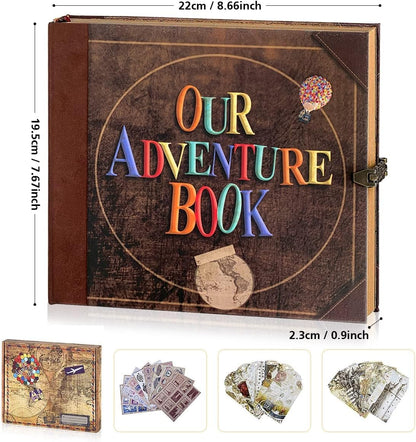Our Adventure Book 146-Page DIY Handmade Scrapbook, Embossed Leather Cover - Ideal for Memories, Anniversary, Wedding, and Best Friend Gift - Inspired by the 'Up' Saga(Ball - Our Adventure Book)