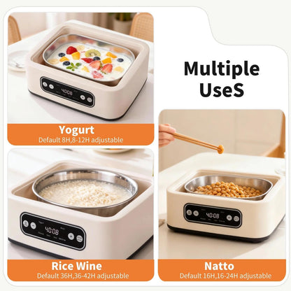 Yogurt Maker with Timer and Temperature Control, Fully Automatic for Home Use. Perfect for Making Greek Yogurt and Probiotic Yogurt, Equipped with an Automatic Shut-off Function