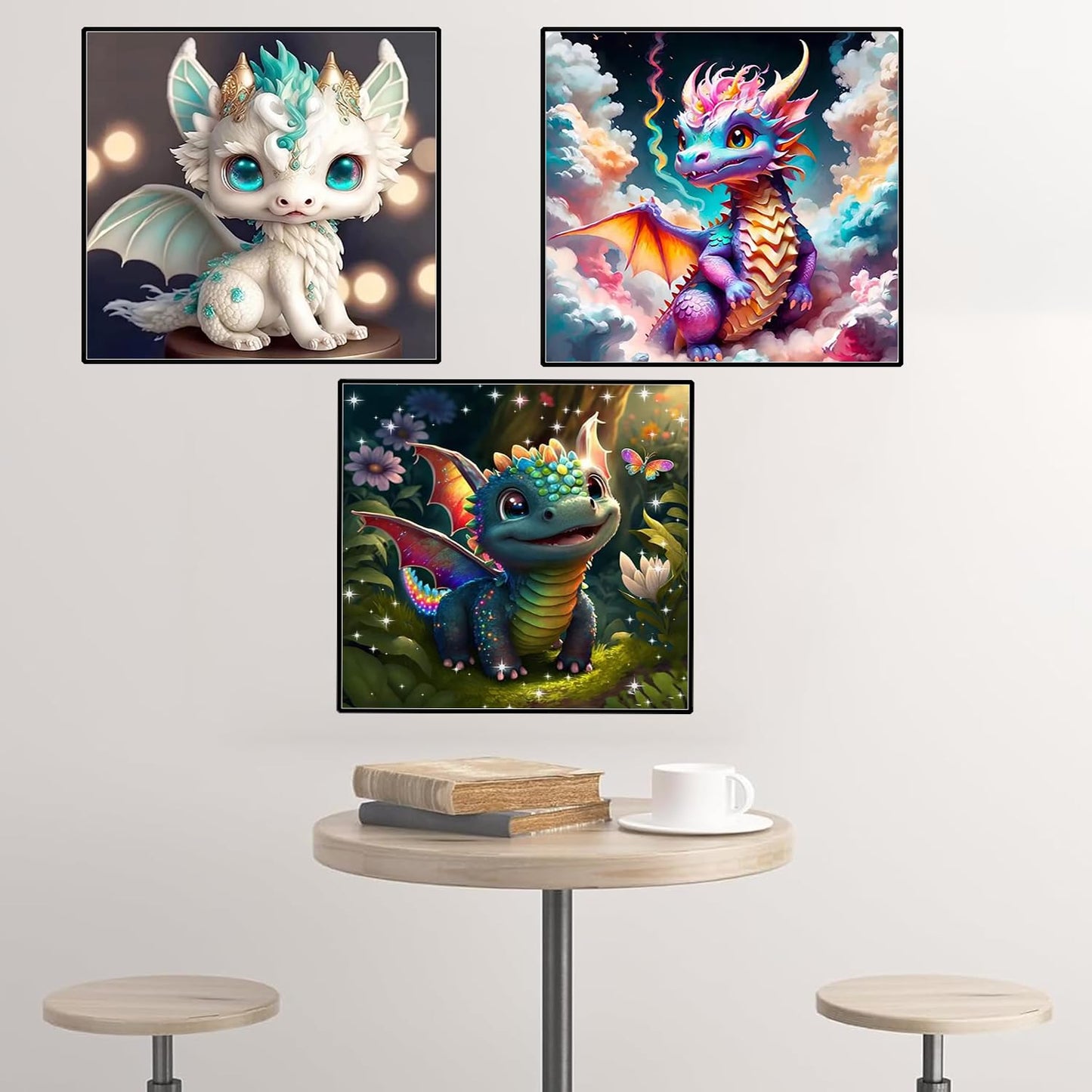 VeGuude RYMILIE Diamond Painting Kits for Adults - 6 Pack Little Dragon DIY 5D Diamond Art Kits Full Drill Diamond Dots Paintings with Diamonds Gem Art and Crafts Home Decor 12x12inch