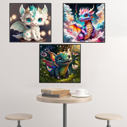 VeGuude RYMILIE Diamond Painting Kits for Adults - 6 Pack Little Dragon DIY 5D Diamond Art Kits Full Drill Diamond Dots Paintings with Diamonds Gem Art and Crafts Home Decor 12x12inch