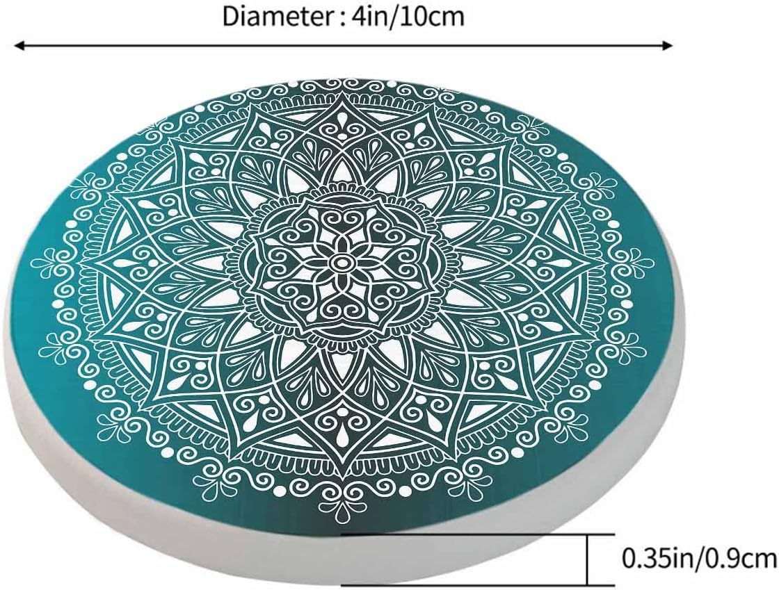 Pznen Set 2 4 Inch Mandala Pattern Coasters for Drinks Office Coffee Table Black and White Doodles Sketch Good Mood