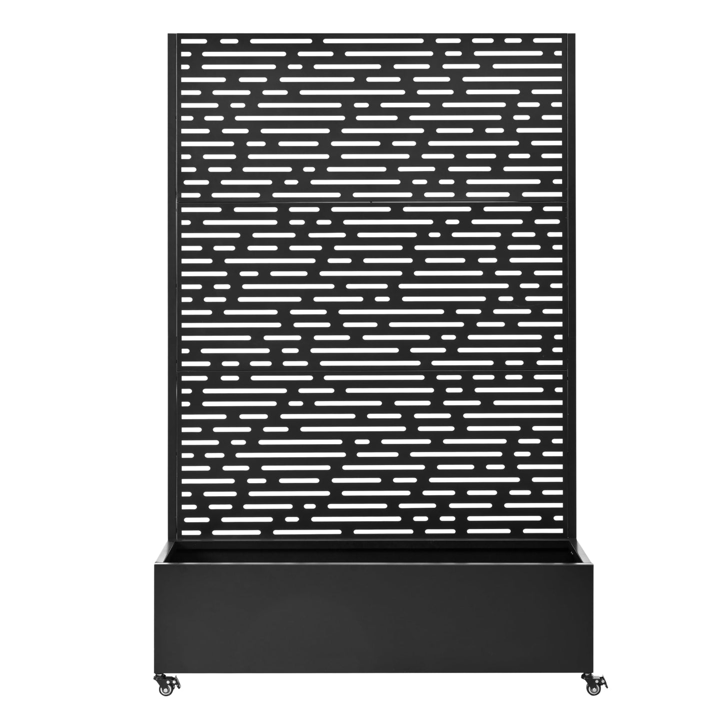 KEIKI 73"x47"x16" Planter Trellis Box with Wheels, Drainage Holes, Outdoor Resin Raised Garden Bed for Climbing Plants, Large Weather-Resistant Design, Black
