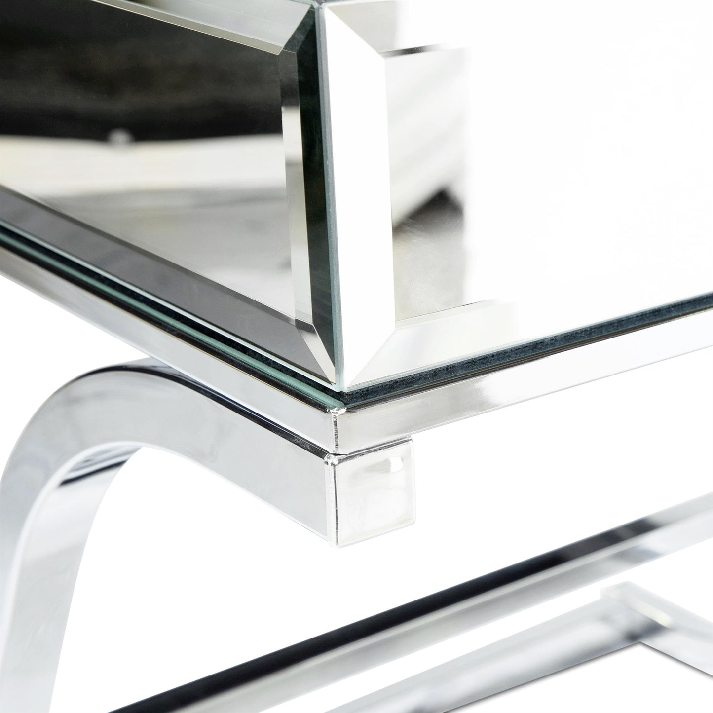 Furniture of America Luxy Glam Mirrored Top Metal 48 in. Rectangle Coffee Table for Living Room, Bedroom, Chrome Silver