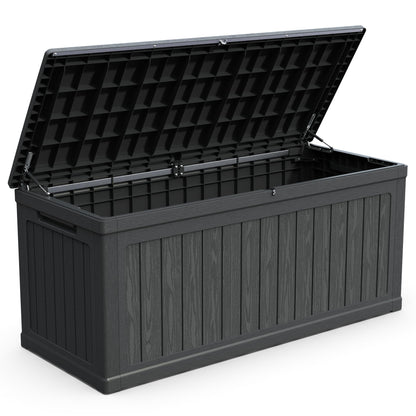 WELBEST 260 Gallon XXL Outdoor Storage Box Waterproof Resin Large Deck Box for Patio, Yard, Garden Tools, Black