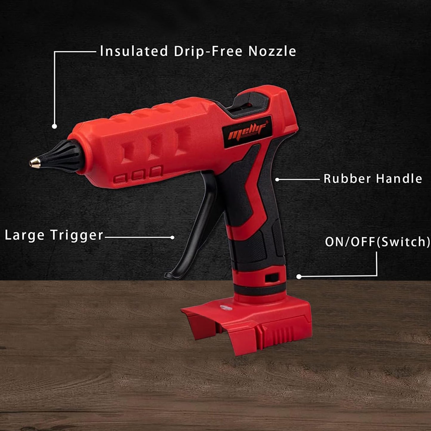 Cordless Hot Glue Gun Compatible With Milwaukee 18V Battery, (Tool Only) 100W Handheld Battery Powered Glue Gun Kit with 20PCS Full Size Glue Sticks for Arts & Crafts & DIY